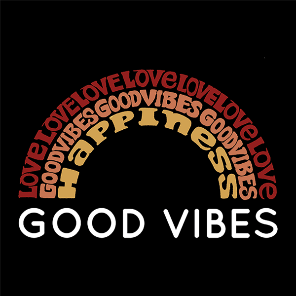Womens LA Pop Art Good Vibes Word Art V Neck Tee