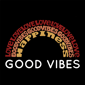 Womens LA Pop Art Good Vibes Word Art V Neck Tee - image 2
