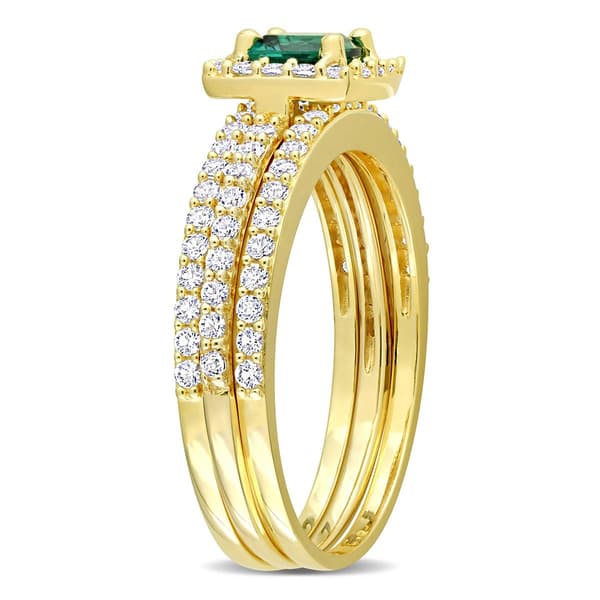 Gemstone Classics&#8482; 10kt. Gold Plated Lab Created Emerald Ring
