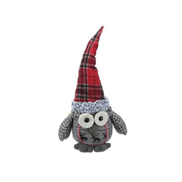 Northlight Plush Owl with Plaid Hat Christmas Figure
