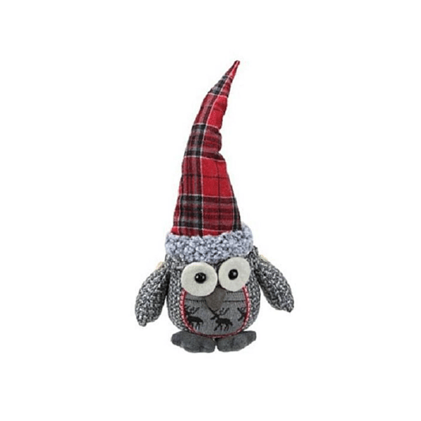 Northlight Plush Owl with Plaid Hat Christmas Figure - image 