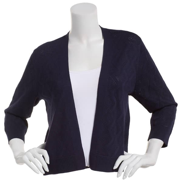 Womens 89th & Madison Diamond Pointelle Sleeve Detail Shrug - image 