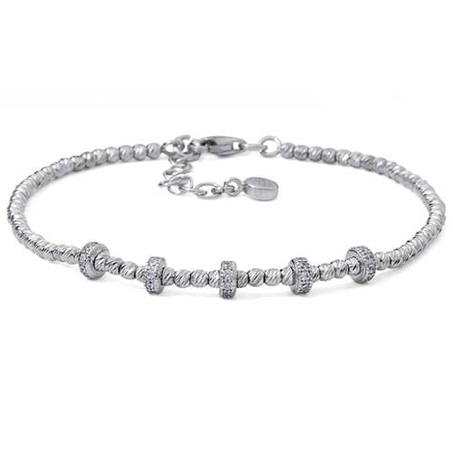 Rhodium Plated Sterling Silver Station Bracelet