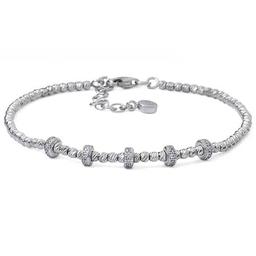 Rhodium Plated Sterling Silver Station Bracelet