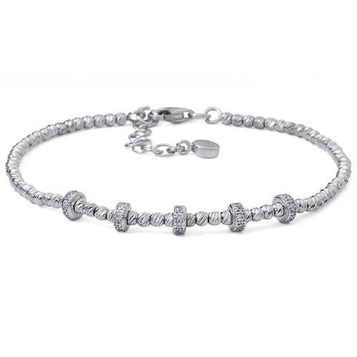Rhodium Plated Sterling Silver Station Bracelet