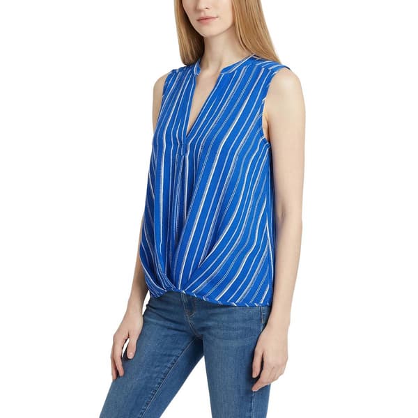 Petite NY Collection Sleeveless Splitneck Woven Crepe Blouse W/K - image 