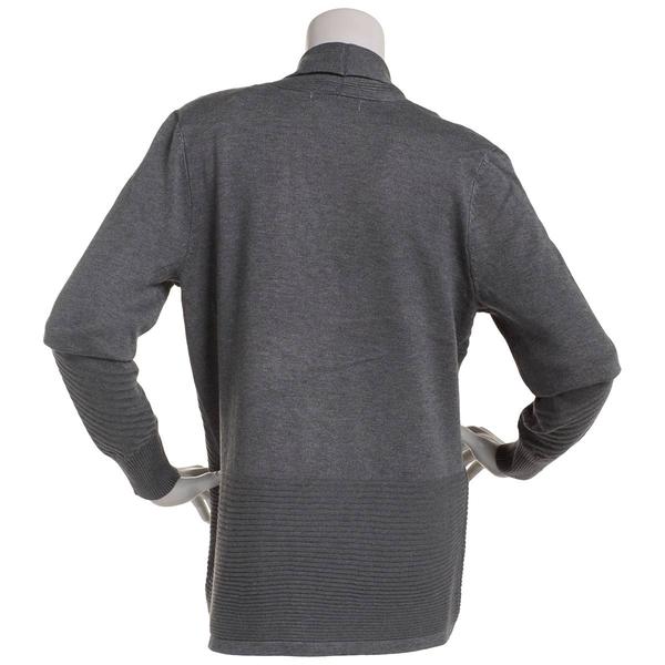 Womens 89th & Madison Shawl Collar Mixed Rib Open Front Cardigan