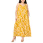 Plus Size MSK Sleeveless Tropical Leaf Challis Jumpsuit - image 1