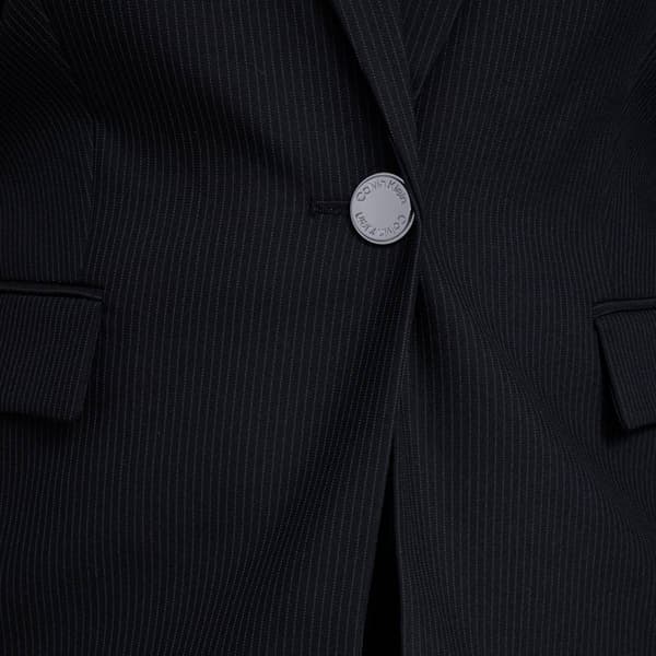 Plus Size Calvin Klein Long Sleeve One Button Pinstripe Blazer