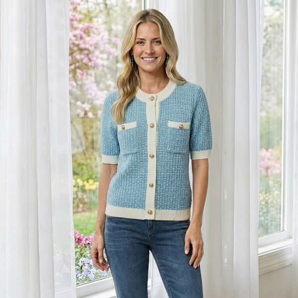 Womens Nanette Lepore 2 Pocket Texture Gold Button Sweater - image 