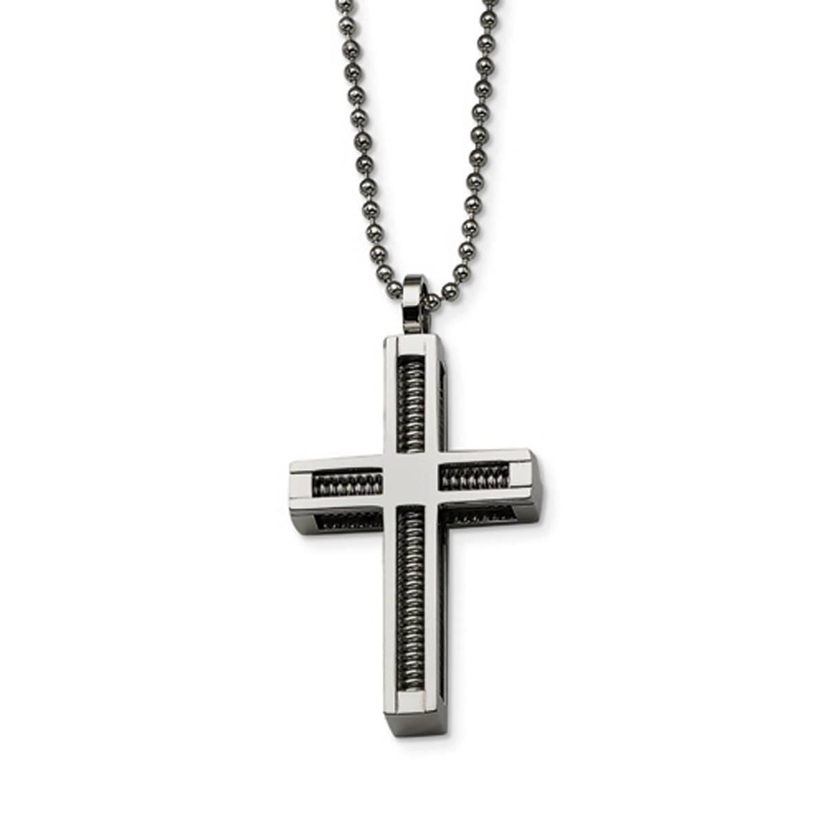 Mens Gentlemen’s Classics™ Polished Steel Cross Necklace