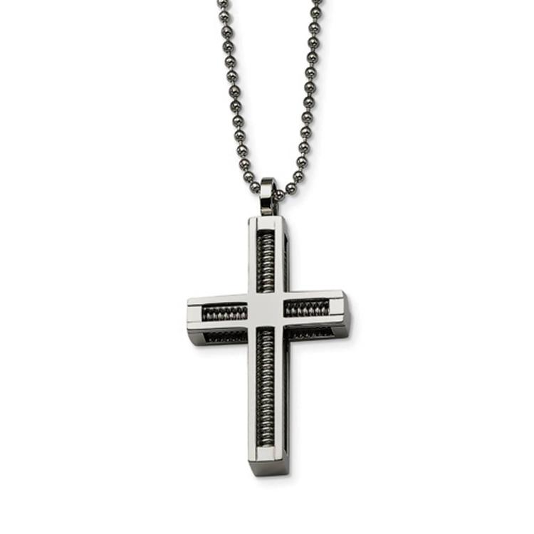 Mens Gentlemen's Classics(tm) Polished Steel Cross Necklace