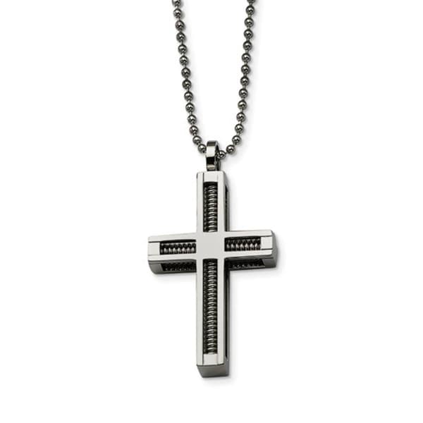 Mens Gentlemen's Classics&#40;tm&#41; Polished Steel Cross Necklace - image 