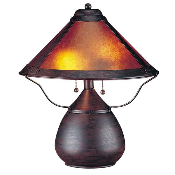 HomeRoots 17in. Rust Metal Two Light Round Table Lamp