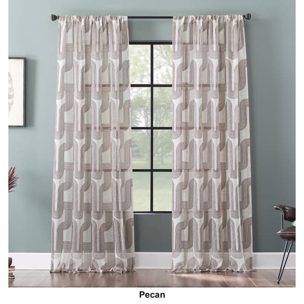 Colossal Modern Print Slub Rod Pocket Sheer Curtains