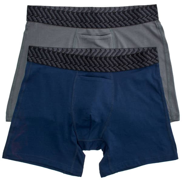 Mens Tommy John&#174; 2pk. Cotton Boxer Briefs - Blue/Grey