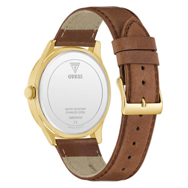 Mens Guess Gold-Tone Blue Sunray Dial Watch - GW0846G4