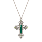 Symbols of Faith Pewter Silver-Tone Green Cross 30in. Necklace - image 1