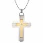 Mens Lynx Stainless 1/8ctw. Diamond & Gold-Tone IP Cross Pendant - image 1