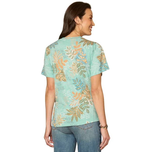 Womens Democracy Short Sleeve Side Tie Leaf Blouse
