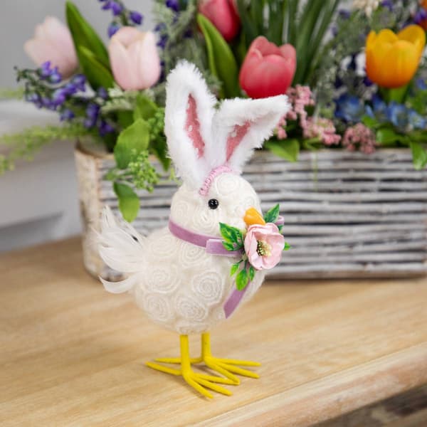 Northlight Seasonal Easter Chick Figurine w/ Polka Dot Bunny Ears