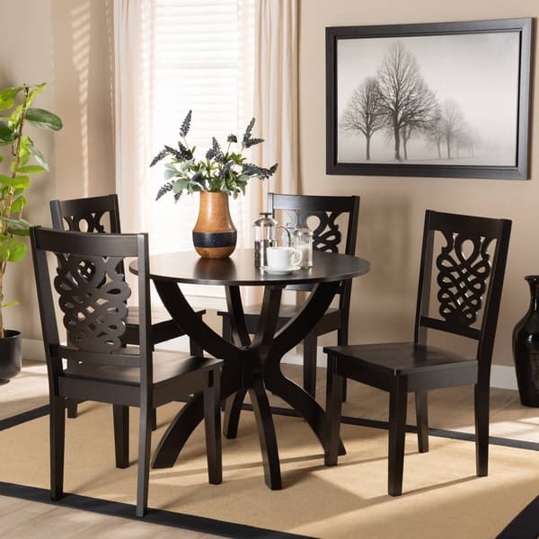 Baxton Studio Wanda Dark Brown Finished Wood 5pc. Dining Set