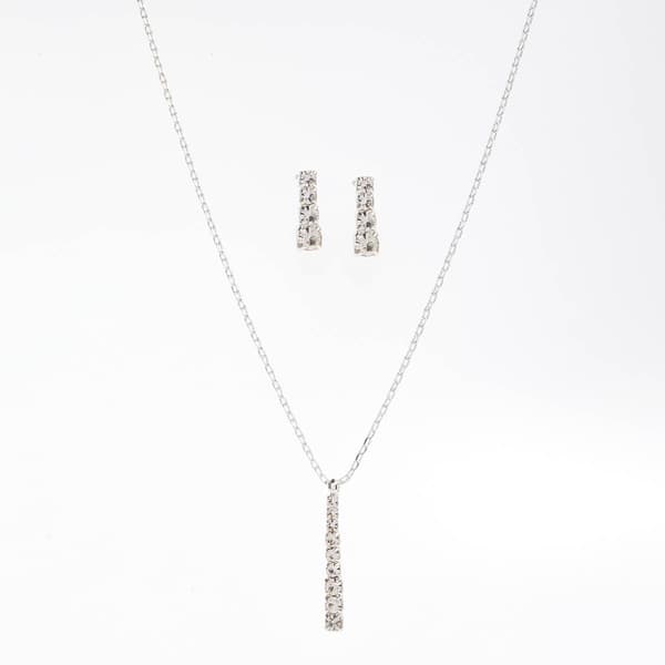 Rosa Rhinestones Linear Crystal Pendant and Earring Set - image 