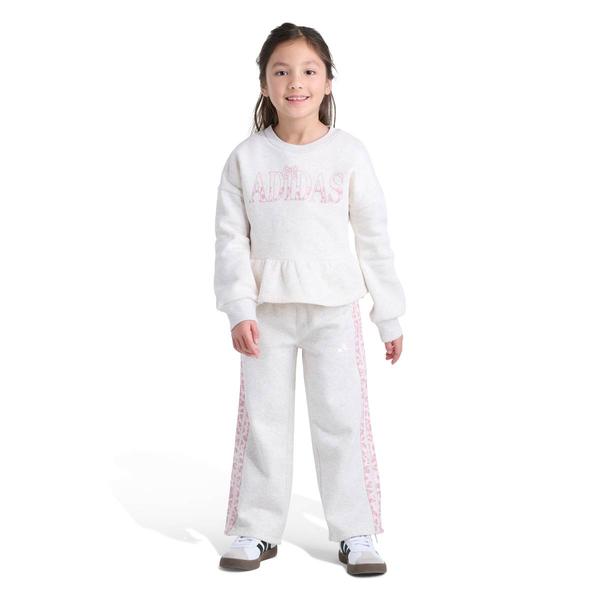 Girls (4-6x) adidas(R) Leopard Logo Heather Peplum Top & Pants Set