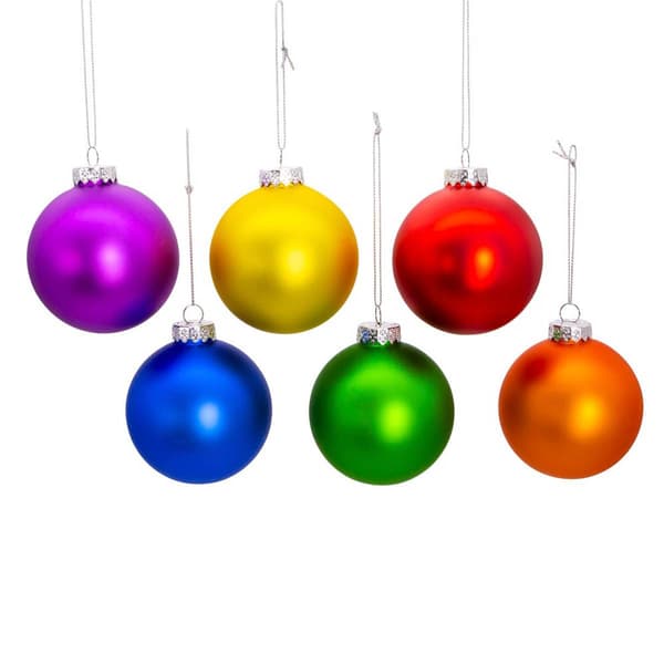 Kurt Adler 80mm Glass Matte Pride 6pc. Ball Ornament Set