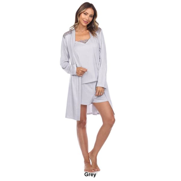 Womens White Mark 3pc. Striped Pajama and Robe Set