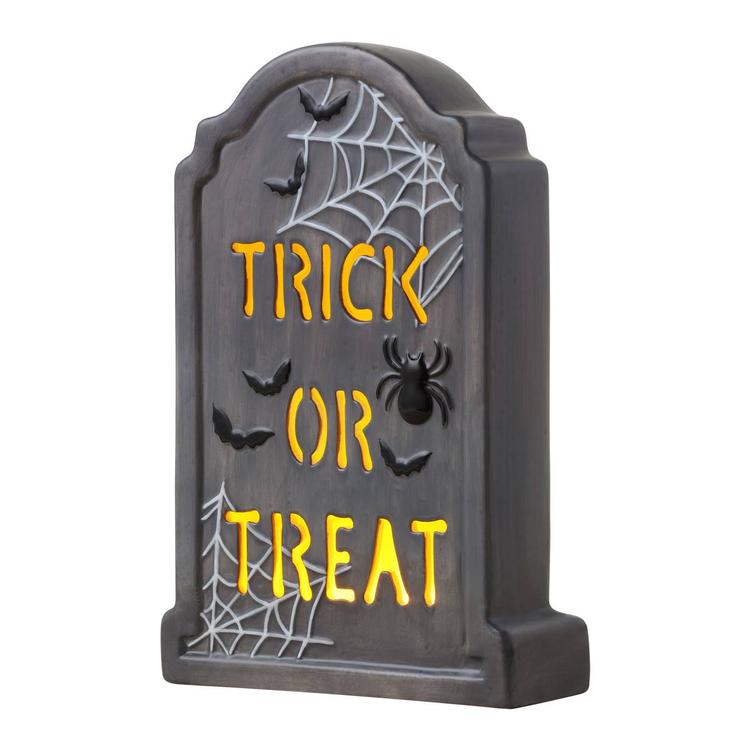 Mr. Halloween Ceramic LED Tombstone - Trick or Treat