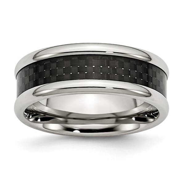 Mens Gentlemens Classics&#40;tm&#41; Polished Black Carbon Fiber Inlay Band - image 