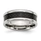 Mens Gentlemens Classics&#40;tm&#41; Polished Black Carbon Fiber Inlay Band - image 1