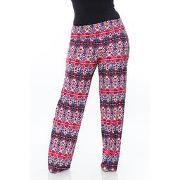 Plus Size White Mark Print Palazzo Pants - Fuchsia/Royal
