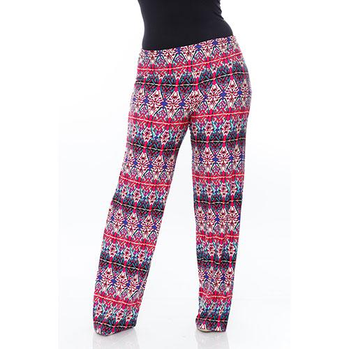 Plus Size White Mark Print Palazzo Pants - Fuchsia/Royal