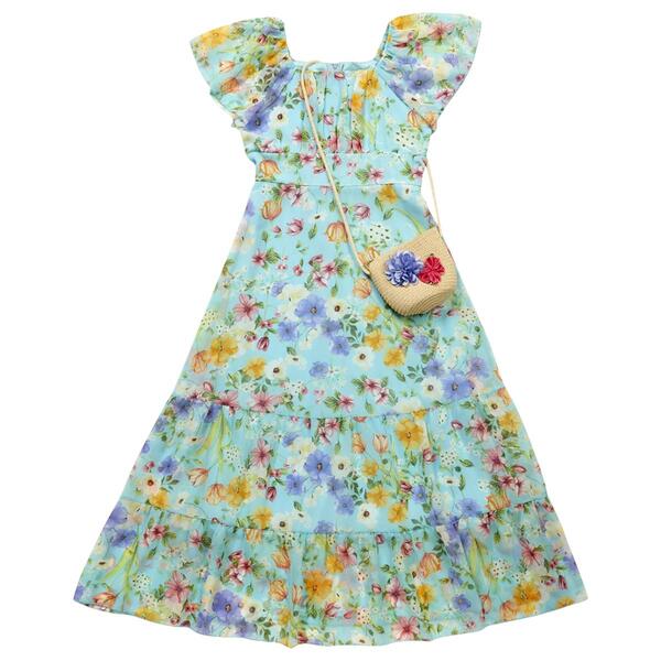 Girls &#40;7-16&#41; Speechless&#40;R&#41; Floral Chiffon Maxi Dress with Purse - image 