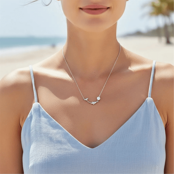 Saffron 0.5ctw. Moissanite Diamond Dolphin Pendant Necklace