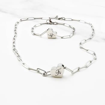 HEART INITIAL NECKLACE & BRACELET SET