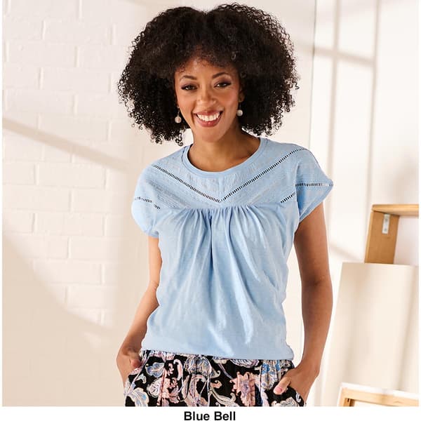 Womens Preswick & Moore Embroidered Yoke Tee