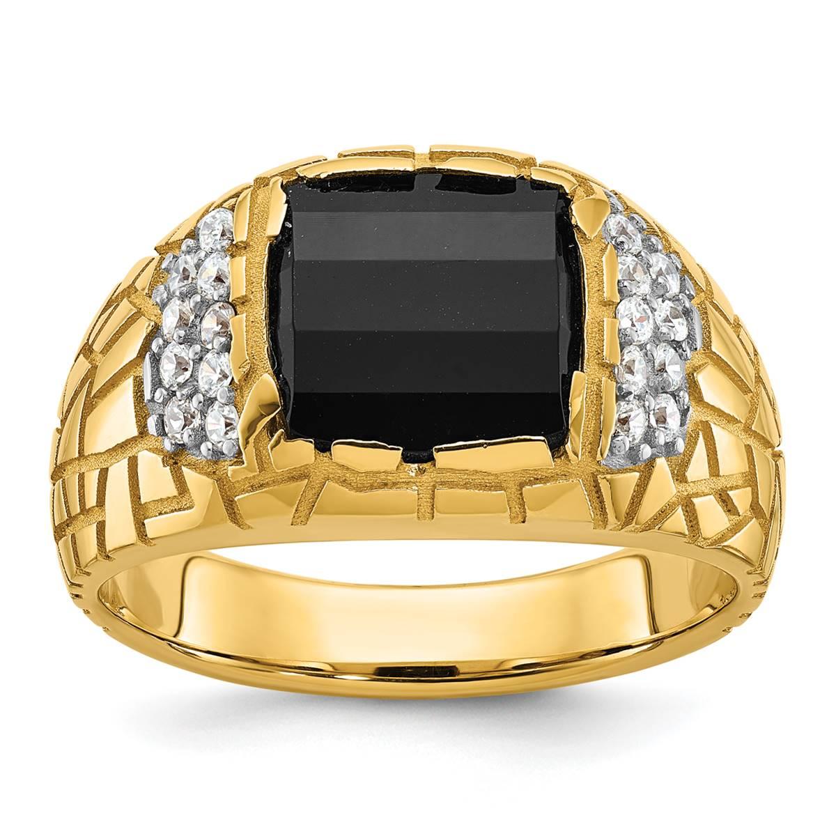 Mens Gentlemens Classics(tm) 14kt. Gold Onyx & Diamond Nugget Ring