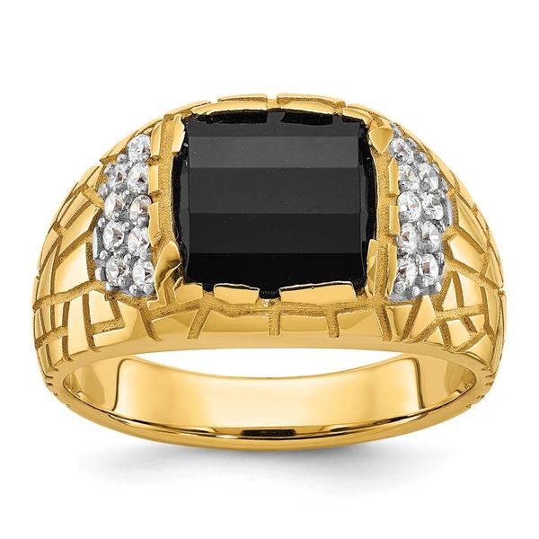 Mens Gentlemens Classics(tm) 14kt. Gold Onyx & Diamond Nugget Ring - image 