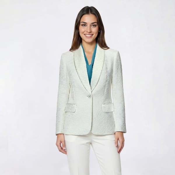 Petite Kasper Long Sleeve Shawl Collar Bonded Lace Blazer - image 