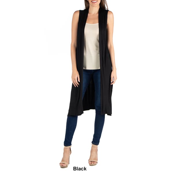 Womens 24/7 Comfort Apparel Long Cardigan Vest with Side Slit