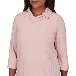 Petite Alfred Dunner Sunset Ridge 3/4 Sleeve Cowl Neck Sweater