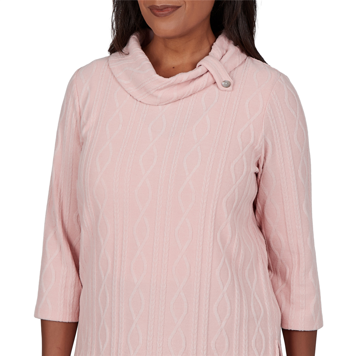 Petite Alfred Dunner Sunset Ridge 3/4 Sleeve Cowl Neck Sweater