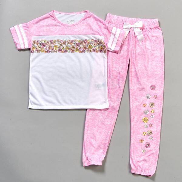 Girls &#40;7-16&#41; Sleep On It 2pc. Color Block Tee & Jogger Pajama Set - image 