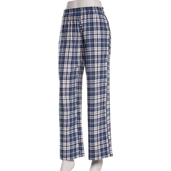 Juniors No Comment Plaid Flannel Wide Leg Pants - Indigo