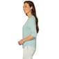 Womens Democracy Elbow Sleeve Split Neck Shirttail Hem Tee - image 2