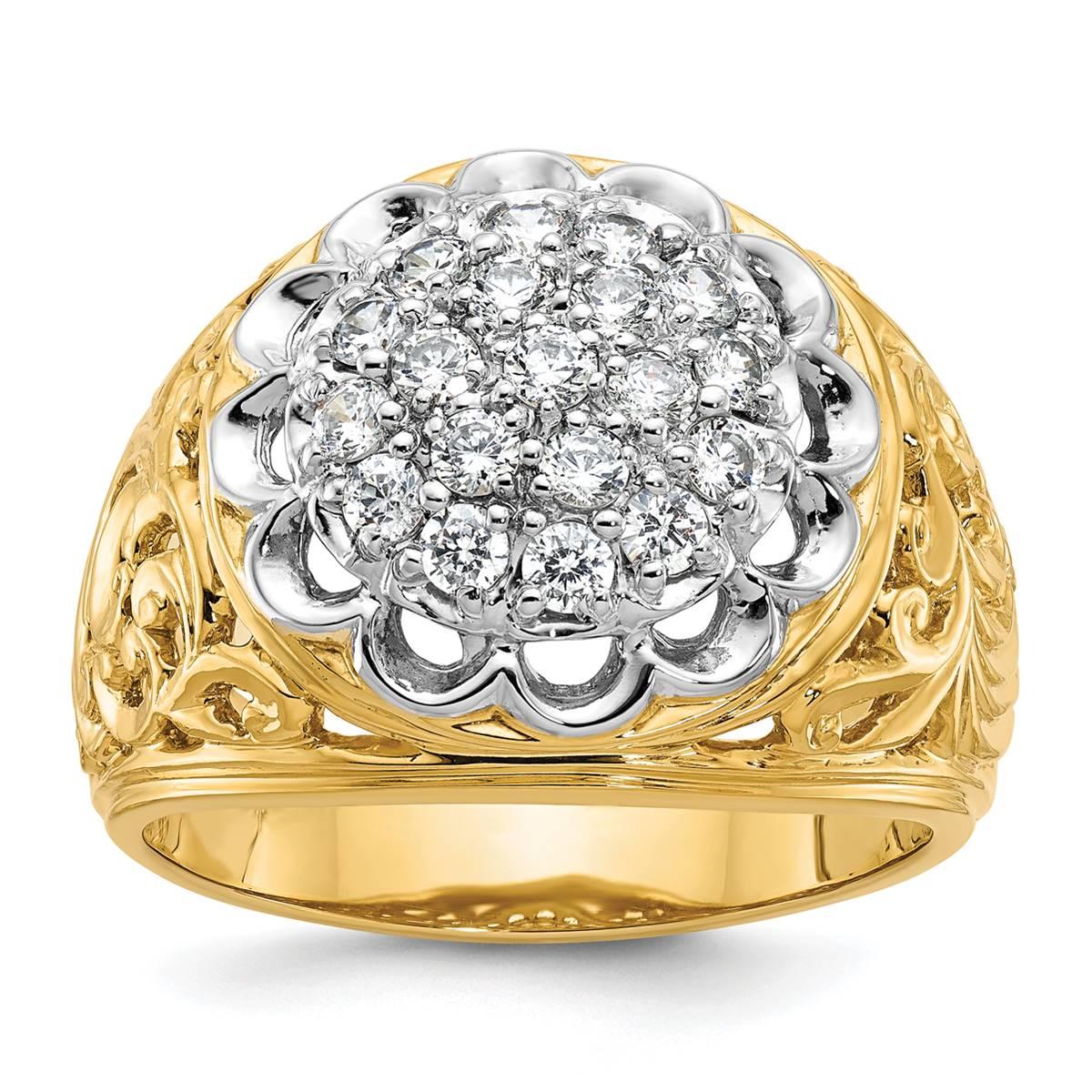 Mens Diamond Classics(tm) 10kt. Two-Tone Diamond Flower Cluster Ring