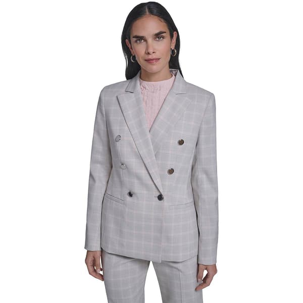 Womens Calvin Klein Long Sleeve Double Breasted Plaid Blazer - image 